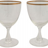 CUT GLASS SET OF DECANTER AND GILT GOBLET GLASSES PIC-1