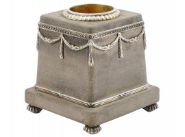 RUSSIAN FABERGE SILVER MOUNTED STONE MATCH HOLDER