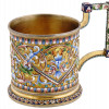 ANTIQUE RUSSIAN SILVER ENAMEL TEA GLASS HOLDER PIC-0
