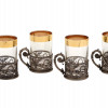 RUSSIAN FABERGE SILVER TEA HOLDERS WITH GLASSES PIC-0