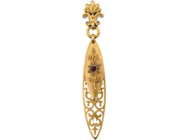 RUSSIAN 14K GOLD RUBY STONE AND DIAMONDS BOOKMARK