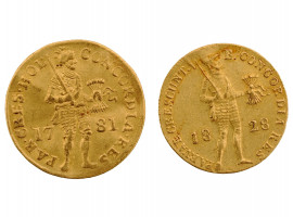 ANTIQUE DUTCH STANDING KNIGHT GOLD DUСAT COINS