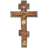 ANTIQUE RUSSIAN ORTHODOX WOOD CROSS IN GILT RIZA PIC-0