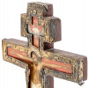 ANTIQUE RUSSIAN ORTHODOX WOOD CROSS IN GILT RIZA PIC-3