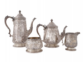 ANTIQUE 19TH C AMERICAN STERLING SILVER TEA SET