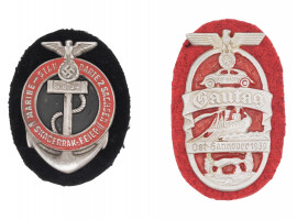 NAZI GERMAN WWII GAUTAG AND MARINE SHIELDS