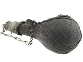 ANTIQUE PERSIAN CAMEL SCROTUM GUNPOWDER FLASK