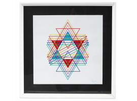 JUDAICA STAR OF DAVID SILK PRINT BY YAACOV AGAM