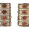 ANTIQUE TURKMEN SILVER CARNELIAN CUFF BRACELETS PIC-1