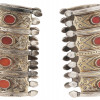 ANTIQUE TURKMEN SILVER CARNELIAN CUFF BRACELETS PIC-2