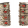 ANTIQUE TURKMEN SILVER CARNELIAN CUFF BRACELETS PIC-3