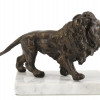 PATINATED BRONZE LION SCULPTURE ON GRANITE STAND PIC-2