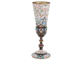 TALL RUSSIAN 88 SILVER CLOISONNE ENAMEL GOBLET