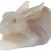 RUSSIAN HAND CARVED AGATE RUBY FIGURINE OF RABBIT PIC-1