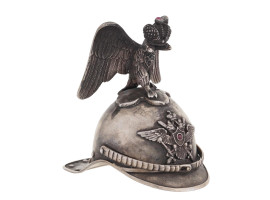 RUSSIAN SILVER RUBY HELMET STIRRUP CUP WITH EAGLE