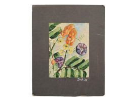 1944 CASSIA FLOWER PAINTING BY BOB SCHALL MATTED