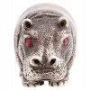 RUSSIAN SILVER FIGURE OF HIPPO WITH GEMSTONE EYES PIC-3