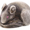 RUSSIAN SILVER FIGURE OF MOUSE WITH GEMSTONE EYES PIC-0