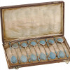 RUSSIAN SET OF SILVER GILT AND ENAMEL SPOONS IOB PIC-0