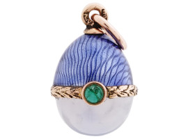 IMPERIAL RUSSIAN 14K GOLD MOONSTONE EGG PENDANT