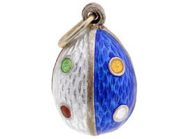 IMPERIAL RUSSIAN SILVER ENAMEL EGG PENDANT