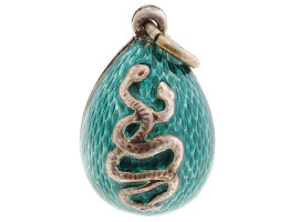 RUSSIAN 84 GILT SILVER ENAMEL EASTER EGG PENDANT