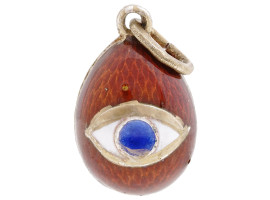 RUSSIAN SILVER GILT AND ENAMEL EYE EGG PENDANT