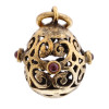 RUSSIAN SILVER GILT OPENWORK EGG PENDANT W. RUBY PIC-1