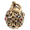 RUSSIAN SILVER GILT OPENWORK EGG PENDANT W. RUBY PIC-2