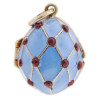 RUSSIAN GILT SILVER RUBIES AND ENAMEL EGG PENDANT PIC-0