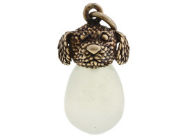 RUSSIAN SILVER GILT POODLE AND JADE EGG PENDANT