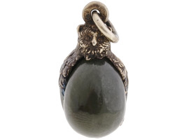 RUSSIAN 88 SILVER AND NATURAL JADE EGG PENDANT