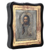 RUSSIAN CHRIST ICON IN SILVER RIZA AND KIOT FRAME PIC-0