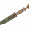 RUSSIAN SILVER JADE DIAMONDS LETTER OPENER KNIFE PIC-1