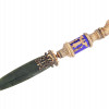 RUSSIAN SILVER JADE DIAMONDS LETTER OPENER KNIFE PIC-1