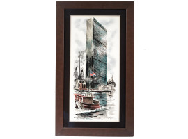 FRAMED UNITED NATIONS LITHOGRAPH BY JOHN HAYMSON