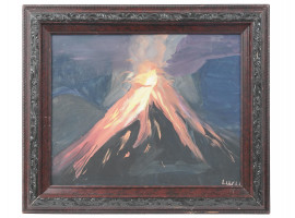 VOLCANO ERUPTION ACRYLIC PAINTING BY LUCY WOOSTER