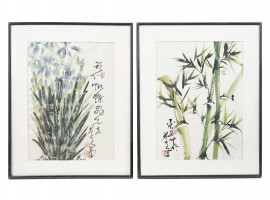 CHINESE INK AND WATERCOLOR PAINTINGS SIGNED