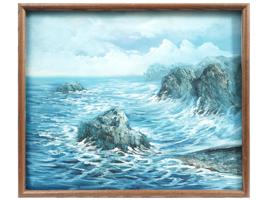 20TH CENTURY MARINE SEASCAPE OIL PAINTING FRAMED