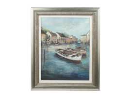 AMERICAN TOWN PORT OIL PAINTING BY RUANE MANNING