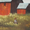 MID CENT OIL PAINTING OF RED BARN BY J. RUXTON PIC-2