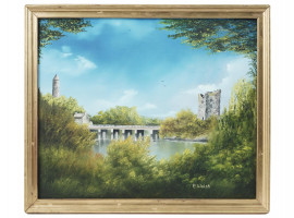 CASTLE RUINS LANDSCAPE PAINTING BY PATRICIA WALSH