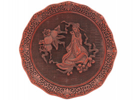 CHINESE HAND CARVED CINNABAR LACQUER DECOR PLATES