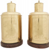 MID CENT CHINESE GILT BRASS TEA CANISTER LAMPS PIC-0