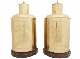 MID CENT CHINESE GILT BRASS TEA CANISTER LAMPS