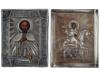 IMPERIAL RUSSIAN ICONS OF SAINTS IN SILVER RIZA PIC-0