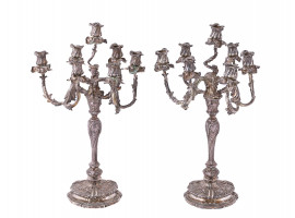 LAZARUS POSEN WITWE, GERMAN SILVER CANDELABRAS