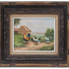 FRAMED VINTAGE OIL PAINTING OF CHICKENS BY BALE PIC-0