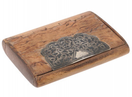 RUSSIAN KARELIAN BIRCH AND SILVER CIGARETTE CASE