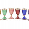 RUSSIAN GILT SILVER ENAMEL FOOTED VODKA CUPS PIC-1